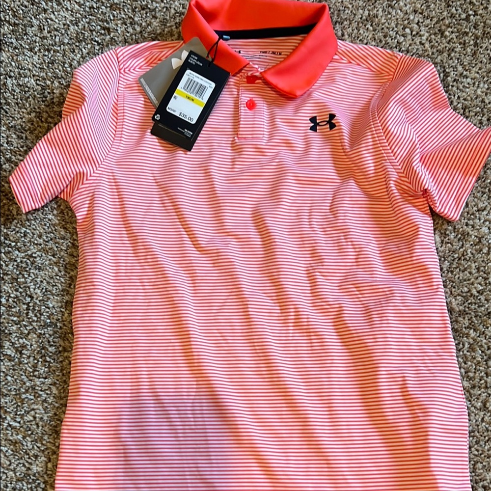 Under Armour Kids Striped Polo Shirt - Orange